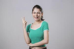 Charming Lady Showing Victory Sign photo