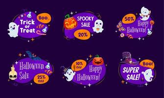 Halloween frames set with kawaii ghost characters vector