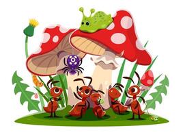 Ant characters rest after work, cartoon termites vector