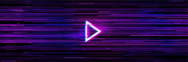 game glitch background with play button vector