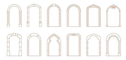 Art deco arch windows and boho door frames vector