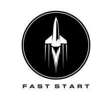 Spaceship, rocket icon, isolated emblem vector