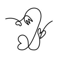 2 Decorative number two with hearts and flower in one continuous line Isolate Festive lettering idea. lettering, inscriptions, cards, poster, banner, price, label or web, promo design concept vector