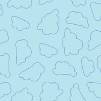 Outline Bunch of Cloud Seamless Pattern illustration Design vector