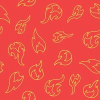 Outline Bunch of Fire Seamless Pattern illustration Design vector