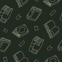 Outline Book Library Bookmark Seamless Pattern illustration for Print, Wallpaper, Decoration. vector