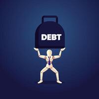 Debt burden on a businessman is an appropriate example of financial troubles, such as being unable to pay debts, entrepreneurs getting into trouble, and a lack of money for business and finance poster vector