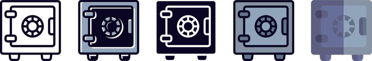 Money safe icon, a set of money deposit safe room in five styles suitable for infographics, presentations, posters, website and mobile application buttons. vector