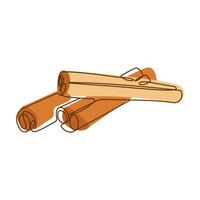 Cinnamon Roll Spice Condiment Aromatic Herbal in Line Art Style vector