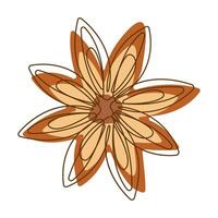 Star Anise Spice Condiment Aromatic Herbal in Line Art Style vector