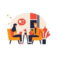 Man and Woman is Talking for Problem Solving at Office vector