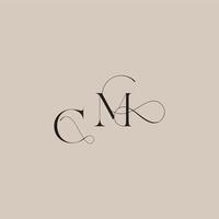 wedding serif monogram logo line and bold mix concept CM beautiful initial letter vector