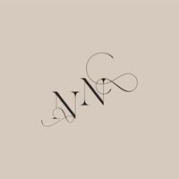 wedding serif monogram logo line and bold mix concept NN beautiful initial letter vector