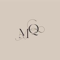 wedding serif monogram logo line and bold mix concept MQ beautiful initial letter vector
