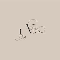 wedding serif monogram logo line and bold mix concept LV beautiful initial letter vector