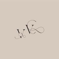 line and bold mix concept VV wedding serif monogram logo letter beautiful initial vector