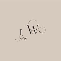 wedding serif monogram logo line and bold mix concept LW beautiful initial letter vector