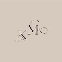 beautiful initial wedding serif monogram logo letter line and bold mix concept KM vector
