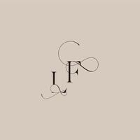 wedding serif monogram logo line and bold mix concept LF beautiful initial letter vector