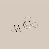 line and bold mix concept WC wedding serif monogram logo letter beautiful initial vector