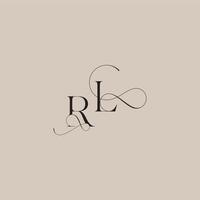 wedding serif monogram logo line and bold mix concept RL beautiful initial letter vector