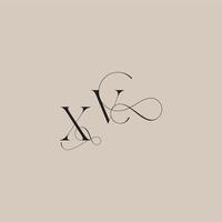 XV letter line and bold mix concept beautiful initial wedding serif monogram logo vector