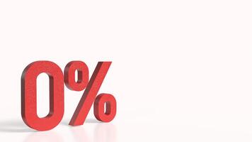 The red zero percent for Business concept 3d rendering. photo