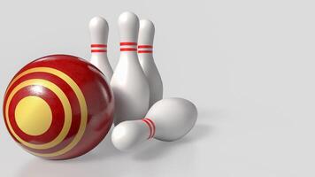 The target symbol on ball and Bowling pin for Business concept 3d rendering. photo