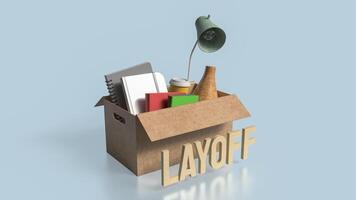 The equipment in paper Box for Layoff concept 3d rendering. photo