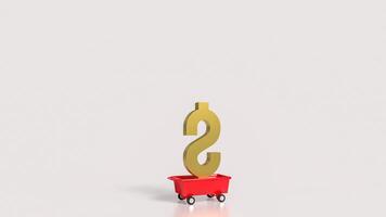The Dollar on red trolley for Business concept 3d rendering. photo