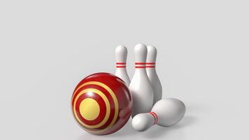 The target symbol on ball and Bowling pin for Business concept 3d rendering. photo