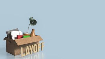 The equipment in paper Box for Layoff concept 3d rendering. photo