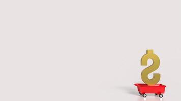 The Dollar on red trolley for Business concept 3d rendering. photo