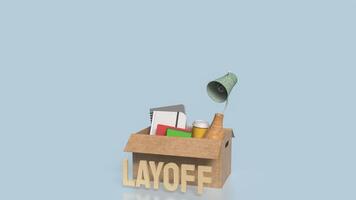 The equipment in paper Box for Layoff concept 3d rendering. photo