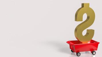 The Dollar on red trolley for Business concept 3d rendering. photo