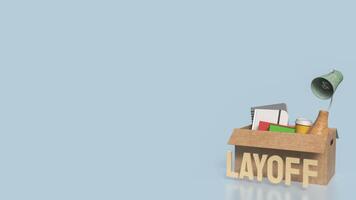 The equipment in paper Box for Layoff concept 3d rendering. photo