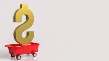The Dollar on red trolley for Business concept 3d rendering. photo