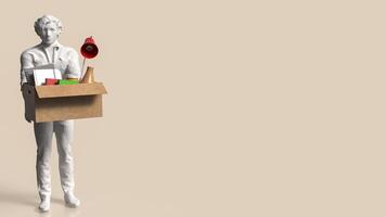 The man and equipment in paper Box for Layoff concept 3d rendering. photo