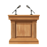 Wooden Podium with Two Microphones, Empty and Simple on Transparent background AI-Generative png