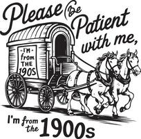 illustration of a vintage cart pulled by two energetic horses vector