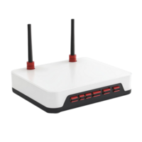 White Router with Two Red Antennas on Transparent background AI-Generative png