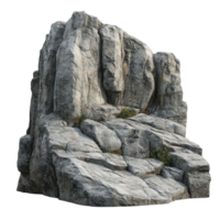 3D Rock with Plants on It on Transparent background AI-Generative png