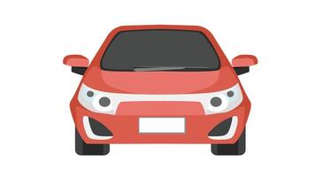Cartoon or illustration of soft red car view from front car. Isolated white background. vector