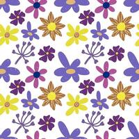 Boho flower leaf seamless pattern Hand drawn background vector