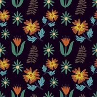 Flower leaf seamless pattern Hand drawn background vector