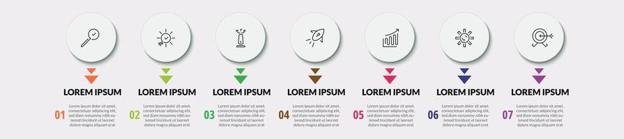 Infographic design business template with icons and 7 options or steps. square design or diagram vector