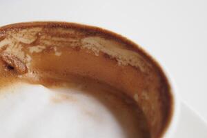 top view of empty coffee cup on table , photo