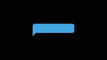 Popup message on transparent background with alpha channel. Bubble in blue colour chat speech typing dialogue copy space icon Animation loop video