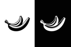 Banana icon silhouette isolated black white background. Banana vector
