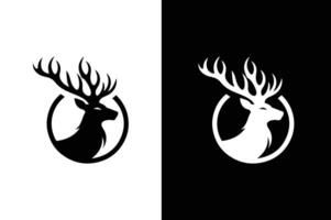 Deer icon silhouette on the white black background. Black and white icon for compositing and presentation. vector